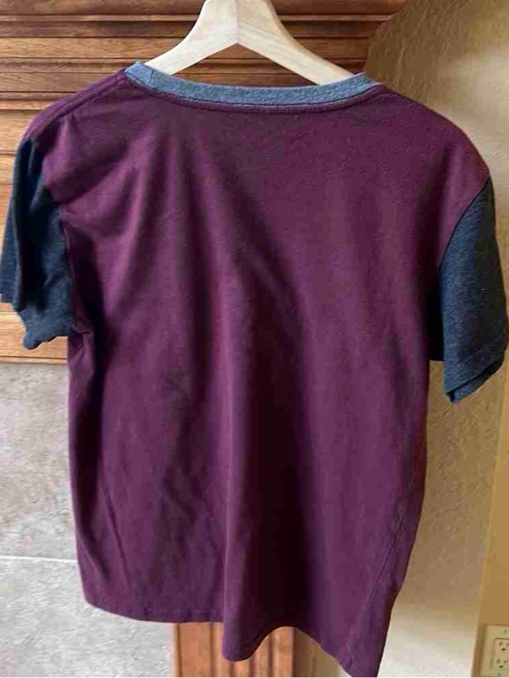 Short Sleeve Pocket Tee in Plum with Heathered Charcoal Accents - Picture 2 of 2